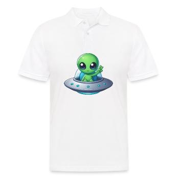 Alien zeigt Peace - Männer Poloshirt - Weiß - Vorne - Kai (181cm)