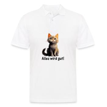 Everything will be fine! ♥ EmotiCatz - Men's Polo Shirt - white - Front - Kai (181cm)