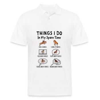 Was ich in meiner Freizeit mache: Alles über Pferd - Männer Poloshirt - Weiß - Vorne - Kai (181cm)
