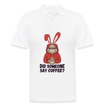 Hat jemand Kaffee gesagt? Katze mit Hasenohren - Männer Poloshirt - Weiß - Vorne - Kai (181cm)