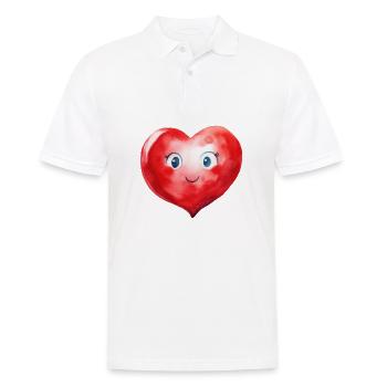 Cœur aquarelle - Polo Homme - blanc - Devant - Kai (181cm)