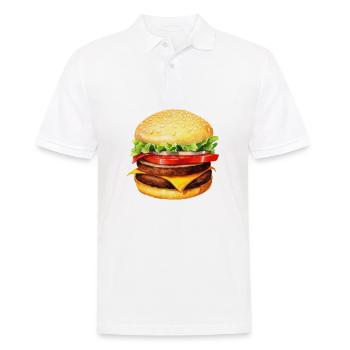 Aquarelle, hamburgers, restauration rapide - Polo Homme - blanc - Devant - Kai (181cm)