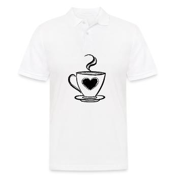 Kaffee - Männer Poloshirt - Weiß - Vorne - Kai (181cm)