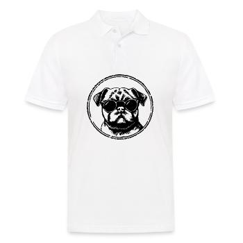 Mops Hund - Männer Poloshirt - Weiß - Vorne - Kai (181cm)