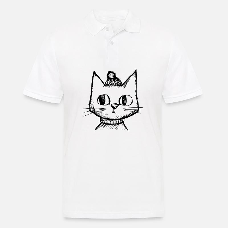 Katze Katzen Katzengesicht - Männer Poloshirt - Weiß