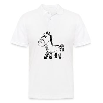 Cheval Chevaux Équitation Cavalier - Polo Homme - blanc - Devant - Kai (181cm)