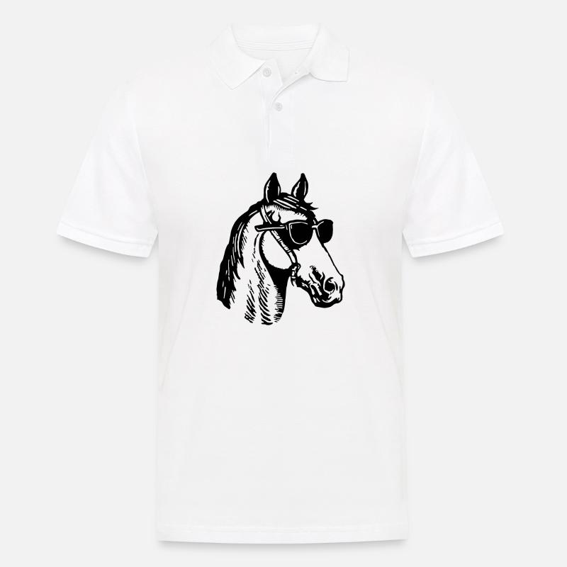 Cheval Chevaux Équitation Cavalier - Polo Homme - blanc