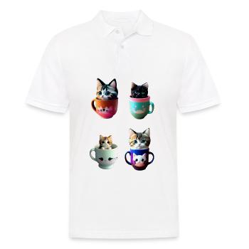 kawaii cup of kitty cat - Men's Polo Shirt - white - Front - Kai (181cm)