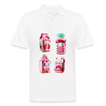 Carton de lait de fraise kawaii savoureux - Polo Homme - blanc - Devant - Kai (181cm)