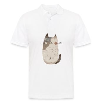 Niedliche skurrile Katzenillustration - Entzückendes Tier - Männer Poloshirt - Weiß - Vorne - Kai (181cm)