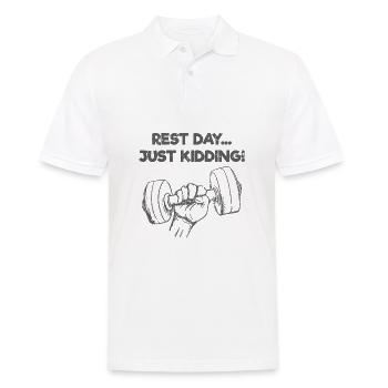 Drôle de séance d'entraînement cadeau jour de repos juste une blague - Polo Homme - blanc - Devant - Kai (181cm)