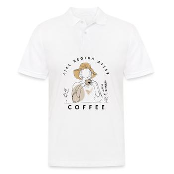 Funny Caffeine Lovers Life Begins After Coffee - Men's Polo Shirt - white - Front - Kai (181cm)