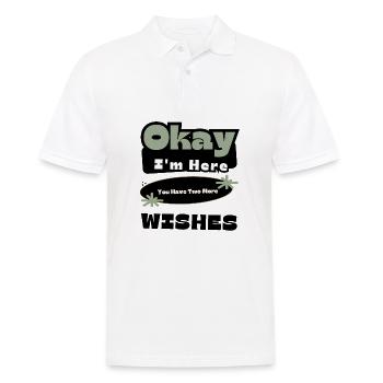 Okay, ich bin hier, du hast noch zwei Wünsche, cooler Satz - Männer Poloshirt - Weiß - Vorne - Kai (181cm)