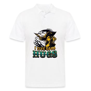 I Give Good Hugs Funny Sarcastic Saying Typography - Men's Polo Shirt - white - Front - Kai (181cm)