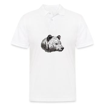 Monochromer geometrischer Bär & Bäume - Männer Poloshirt - Weiß - Vorne - Kai (181cm)
