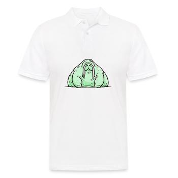 Green Walrus: Minimalistic - Men's Polo Shirt - white - Front - Kai (181cm)