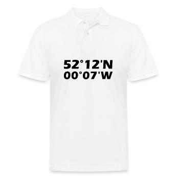 Cambridge Koordinaten - Männer Poloshirt - Weiß - Vorne - Kai (181cm)