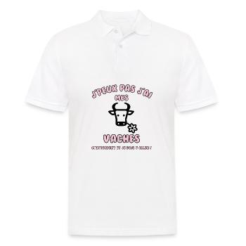 J’peux pas j’ai mes vaches qui m’attendent - Polo Homme - blanc - Devant - Kai (181cm)