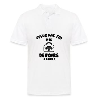 J’peux pas j’ai mes devoirs à faire - Polo Homme - blanc - Devant - Kai (181cm)