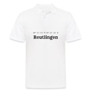 Reutlingen Koordinaten - Männer Poloshirt - Weiß - Vorne - Kai (181cm)