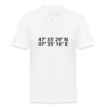 Basel Koordinaten - Männer Poloshirt - Weiß - Vorne - Kai (181cm)