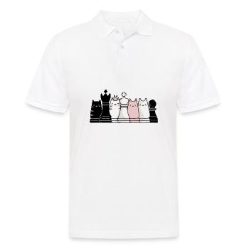 Pièces d’échecs en forme de chats - Polo Homme - blanc - Devant - Kai (181cm)