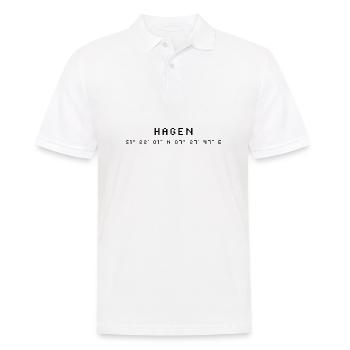 Hagen Koordinaten - Männer Poloshirt - Weiß - Vorne - Kai (181cm)