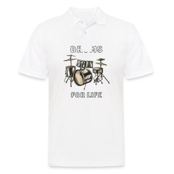 DRUMS FOR LIFE - Männer Poloshirt - Weiß - Vorne - Kai (181cm)