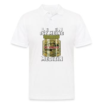 BUCH LESEN IST MEINE MEDIZIN - Männer Poloshirt - Weiß - Vorne - Kai (181cm)