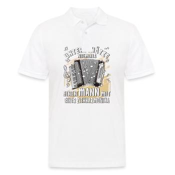 UNTERSCHÄTZE NIEMALS EINEN MANN MIT EINER ZIEH - Männer Poloshirt - Weiß - Vorne - Kai (181cm)