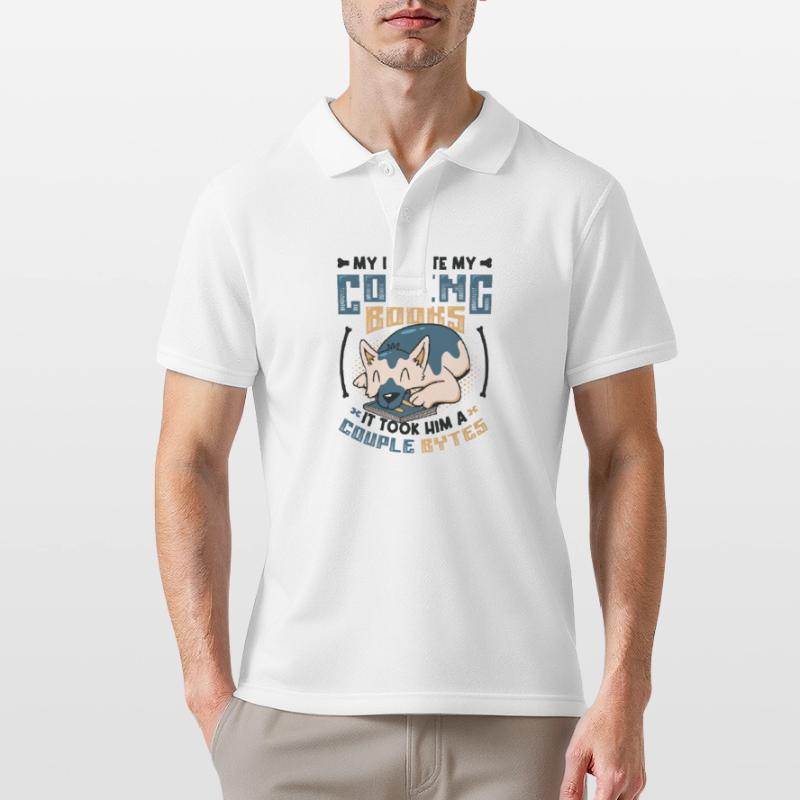 Dog Bytes Code Computer Joke Programming Men's Polo Shirt