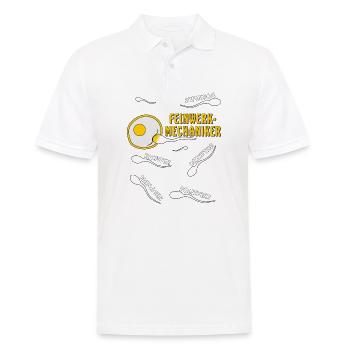 FEINWERKMECHANIKER - Männer Poloshirt - Weiß - Vorne - Kai (181cm)