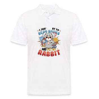 Lire des livres et caresser mon lapin. - Polo Homme - blanc - Devant - Kai (181cm)