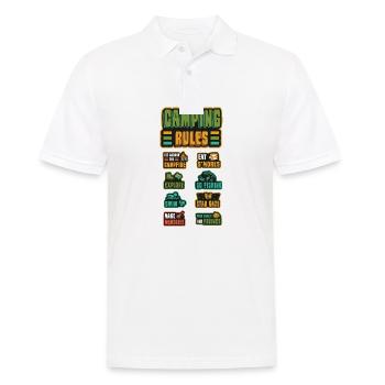 Campingregeln, Campingurlaub, Outdoor, Camper. - Männer Poloshirt - Weiß - Vorne - Kai (181cm)