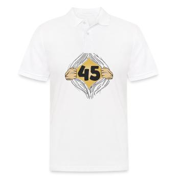 45 HEMD AUFZIEHEN - Männer Poloshirt - Weiß - Vorne - Kai (181cm)