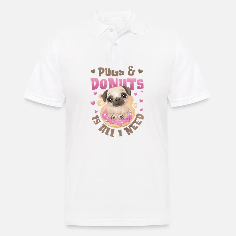 Mops Donut Lover Mädchen - Männer Poloshirt - Weiß