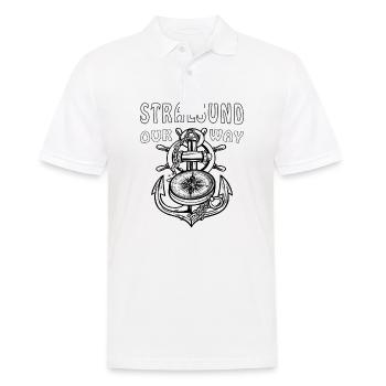 STRALSUND ANKER KOMPASS - Männer Poloshirt - Weiß - Vorne - Kai (181cm)