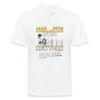 SAARBRÜCKEN IST WIE NEW YORK - Männer Poloshirt - Weiß - Vorne - Kai (181cm)