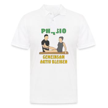 PHYSIO GEMEINSAM AKTIV BLEIBEN - Männer Poloshirt - Weiß - Vorne - Kai (181cm)