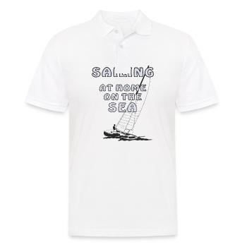 SAILING AT HOME ON THE SEA - Männer Poloshirt - Weiß - Vorne - Kai (181cm)