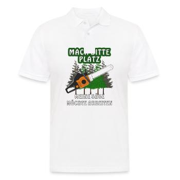 MOTORSÄGE MACH BITTE PLATZ - Männer Poloshirt - Weiß - Vorne - Kai (181cm)