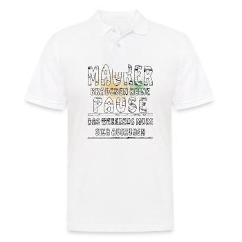 MAURER BRAUCHEN KEINE PAUSE - Männer Poloshirt - Weiß - Vorne - Kai (181cm)