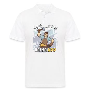SCHMIED DAFÜR GIBT ES KEINE APP - Männer Poloshirt - Weiß - Vorne - Kai (181cm)