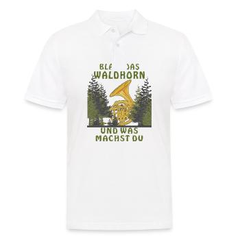 BLASE DAS WALDHORN UND WAS MACHST DU - Männer Poloshirt - Weiß - Vorne - Kai (181cm)