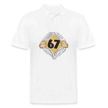 67 HEMD AUFZIEHEN - Männer Poloshirt - Weiß - Vorne - Kai (181cm)