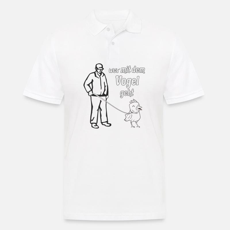 DER MIT DEM VOGEL GEHT - Männer Poloshirt - Weiß