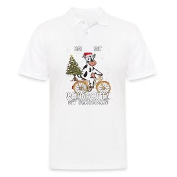 KUH FAHRRAD WEIHNACHTEN IST GEKOMMEN - Männer Poloshirt - Weiß - Vorne - Kai (181cm)