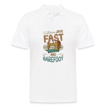 I drive fast and barefoot sewing machine Sewer - Men's Polo Shirt - white - Front - Kai (181cm)