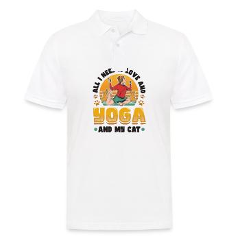 All I need is love, yoga and cat - Men's Polo Shirt - white - Front - Kai (181cm)
