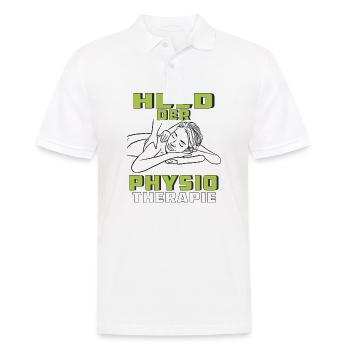 HELD DER PHYSIOTHERAPIE - Männer Poloshirt - Weiß - Vorne - Kai (181cm)